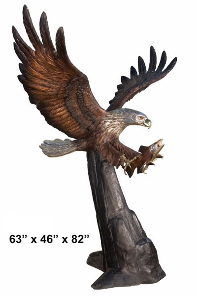 Life Size Bronze Eagle Catching a Fish